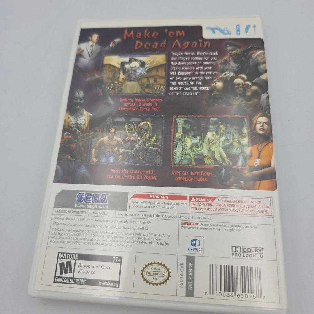 The House of the Dead 2 & 3 Return (Nintendo Wii) Complete - Tested - Authentic
